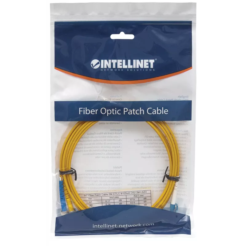 Intellinet Fiber Optic Patch Cable OS2 LC/ST 2m Duplex Single-Mode 9/125 µm LSZH geltona