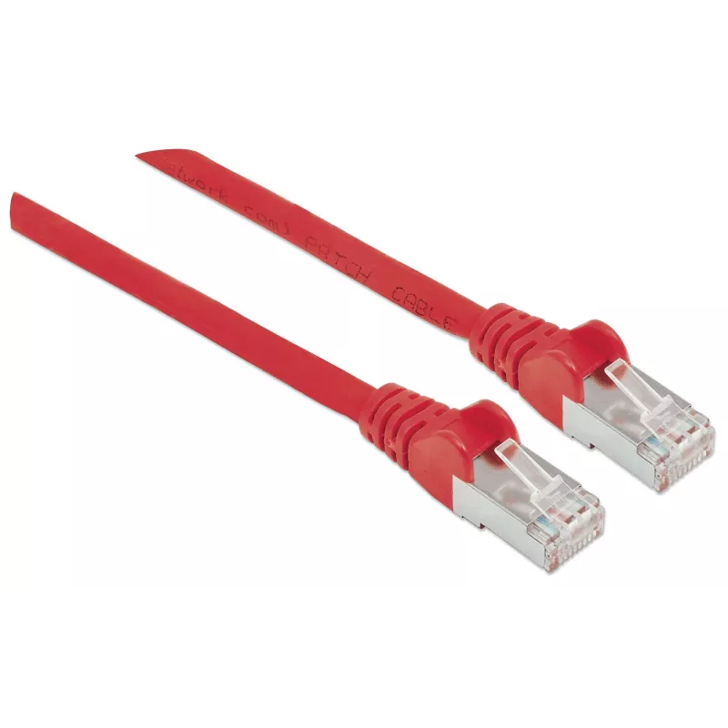 Intellinet tinklo jungiamasis kabelis, Cat6A, 5 m, raudonas, varinis, S/FTP, LSOH / LSZH, PVC, RJ45, auksuoti kontaktai, be užkabinimo, su apsauginiu gaubteliu, viso gyvenimo garantija