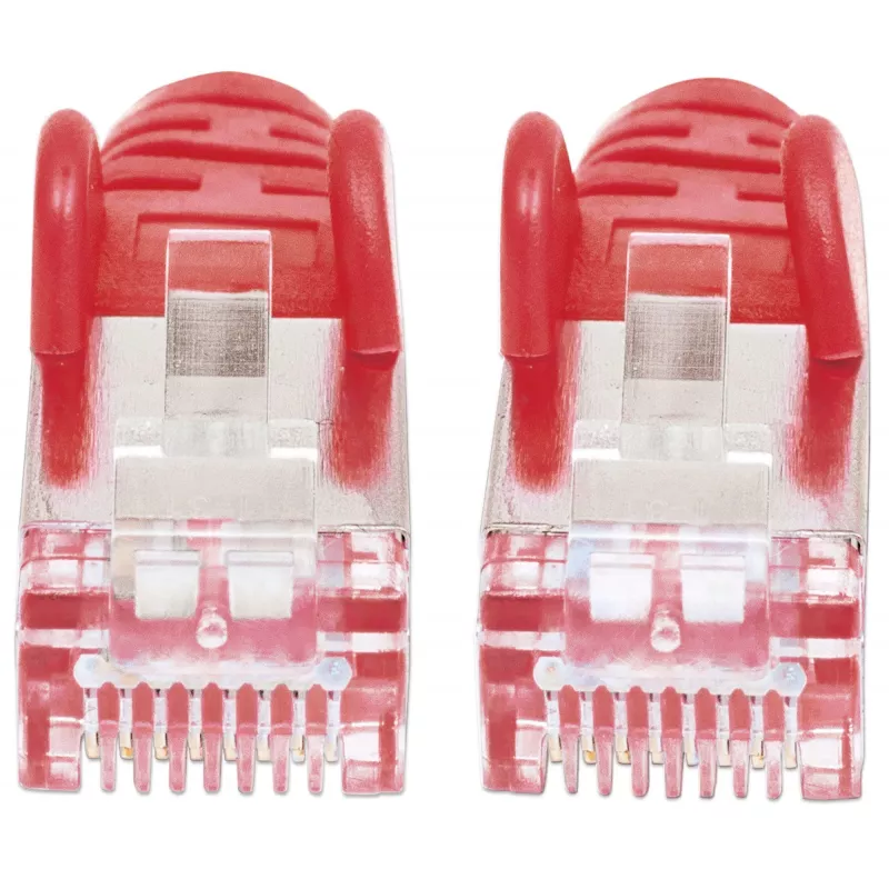 Intellinet tinklo jungiamasis kabelis, Cat6A, 5 m, raudonas, varinis, S/FTP, LSOH / LSZH, PVC, RJ45, auksuoti kontaktai, be užkabinimo, su apsauginiu gaubteliu, viso gyvenimo garantija