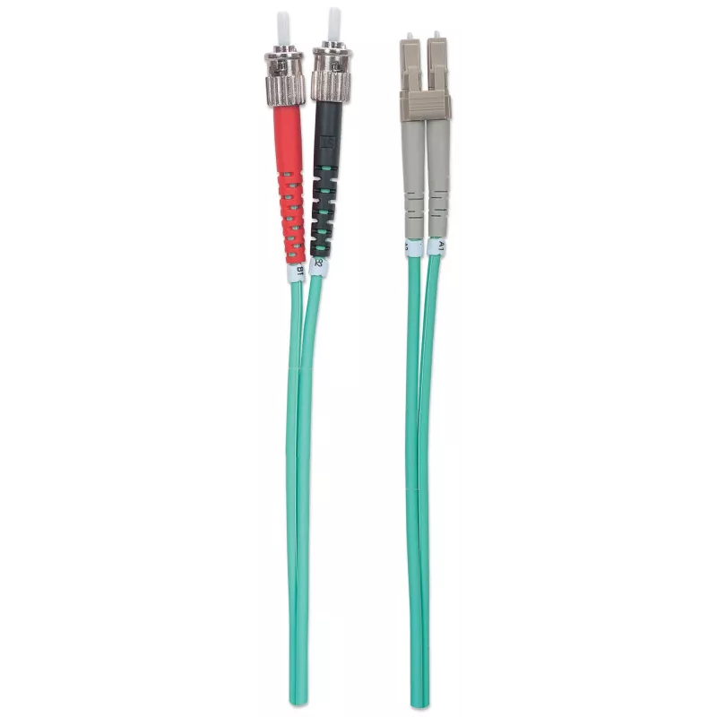 Intellinet Fiber Optic Patch Cable OM3 ST/LC 5m Aqua Duplex Multimode 50/125 µm LSZH