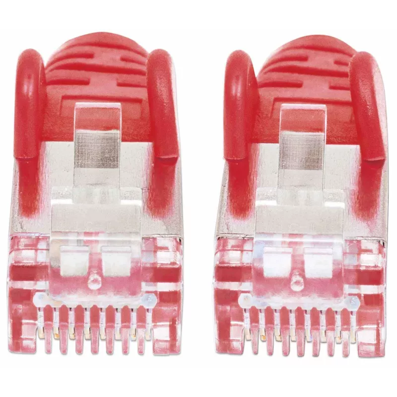 Intellinet Network Patch Cable, Cat7 kabelis su Cat6A kištukais, 1,5 m, Raudonas, Varis, S/FTP, LSOH / LSZH, PVC, RJ45, Auksuoti kontaktai, Su apsauginiu gaubteliu, Viso gyvenimo garantija
