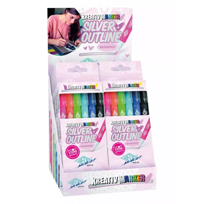 Wedo Silver Outline marker 6 vnt. Oranžinis rinkinys