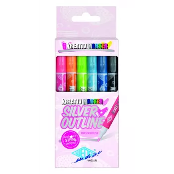 Wedo Silver Outline marker 6 vnt. Oranžinis rinkinys