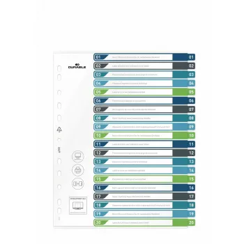 Blank tab index Durable 679727 Daugiaspalvis Polipropilenas 245x305 mm