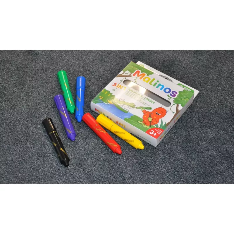 Crayon Malinos 301036 6 vnt. Įvairiaspalviai Juoda Mėlyna Žalia Raudona Violetinė Geltona