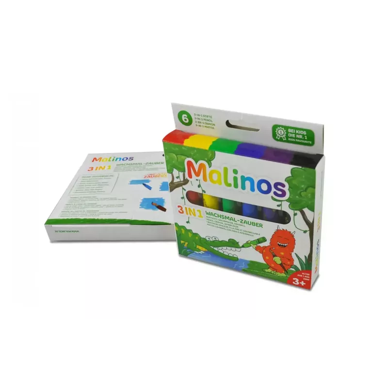 Crayon Malinos 301036 6 vnt. Įvairiaspalviai Juoda Mėlyna Žalia Raudona Violetinė Geltona
