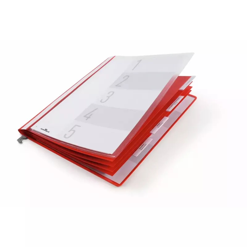 Durable 255503 plastikinis aplankas dokumentams raudonas permatomas 5 vnt.