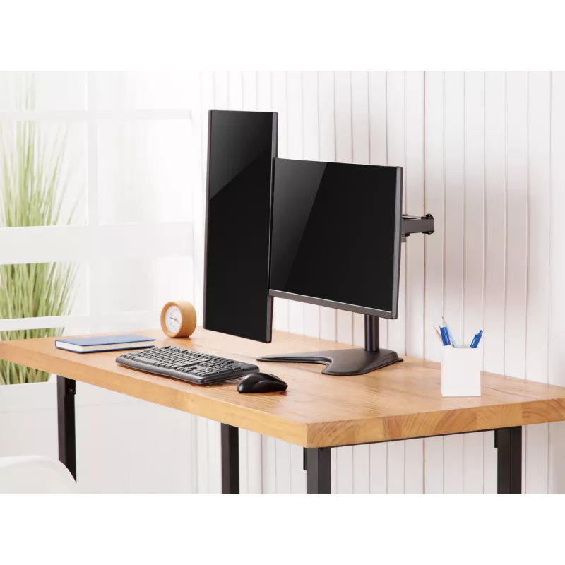 Equip 17-32 colių ekonominis dviejų monitorių stalviršinis stovas