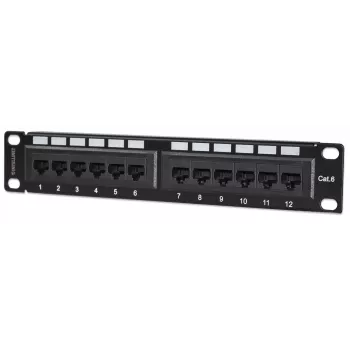 Intellinet Patch Panel, Cat6, 10 colių, UTP, 1U, 12 prievadų, juodas