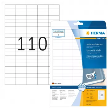 Lipnių etikečių lapai HERMA Nuimamos etiketės A4 38,1x12,7 mm