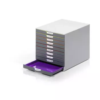 Dėžė dokumentams Durable VARICOLOR 10 plastikinė, 10 spalvotų stalčių, C4
