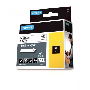 DYMO IND Flexible Nylon juosta, juoda ant baltos, nailonas, 24 mm x 3,5 m