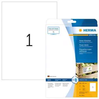 Lipni etiketė spausdintuvui HERMA Labels A4 210x297 mm balta ypač stiprus sukibimas matinis popierius 25 vnt.