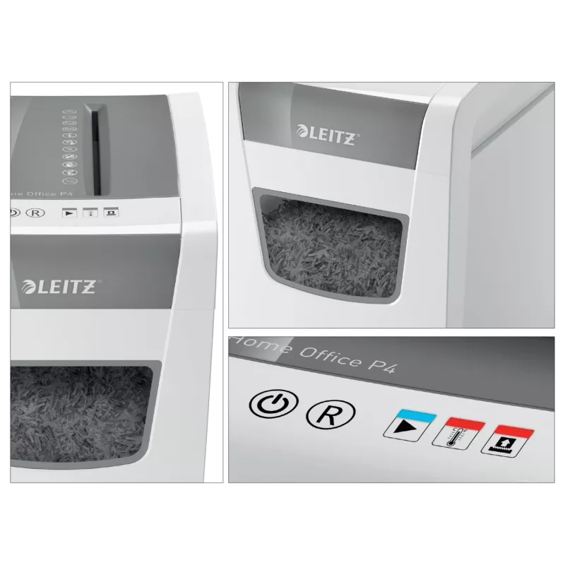 Smulkintuvas Leitz IQ Slim Home Office P4, kryžminis pjovimas, 22 cm, 4 x 28 mm, 23 l, 10 lapų, 58 dB