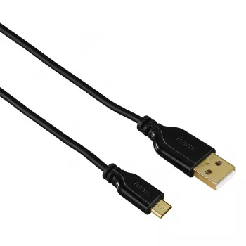 Hama 0,75 m USB 2.0 A – Micro-USB B laidas, juodas