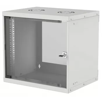 Intellinet 19 colių tinklo spinta – montuojama ant sienos (Basic), 9U, 560 mm gylio, pilka, plokščioje pakuotėje, maks. 50 kg, naudingas gylis 500 mm, stiklinės durelės, 19 colių stovas