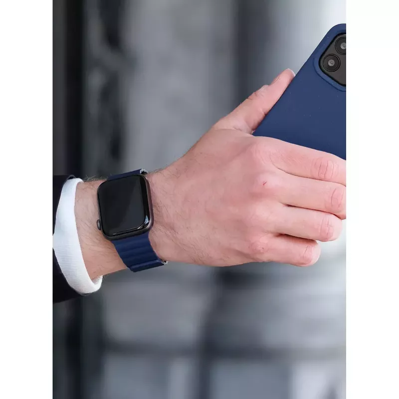 Decoded D21AWS44TS3SMNY – magnetinis laikrodis Apple Watch iš silikono, tamsiai mėlynas