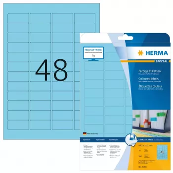 HERMA Coloured Labels A4 45,7x21,2 mm mėlyni lipdukai