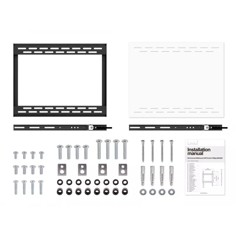 Laikiklis sieninis MULTIBRACKETS M Universal HD Portrait 60–100 colių ekranams, VESA 200x200–400x600, 100 kg, juodas
