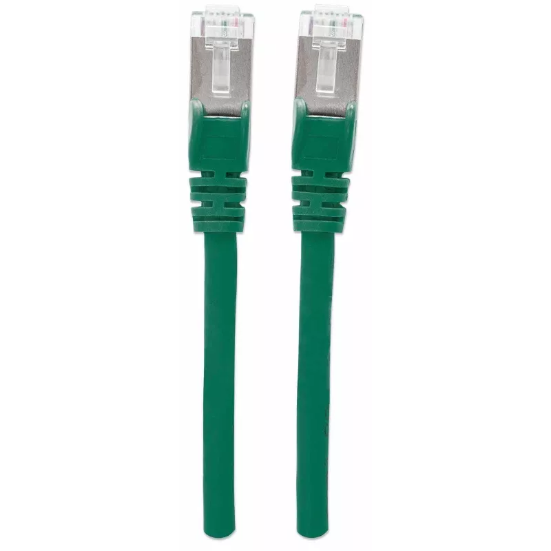 Intellinet Network Patch Cable, Cat7 kabelis su Cat6A kištukais, 2 m, žalias, varinis, S/FTP, LSOH / LSZH, PVC, RJ45, auksuoti kontaktai, apsaugotas nuo užkabinimo, su gaubteliais, viso naudojimo laiko garantija