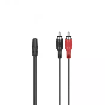 Hama 00205186 garso adapterio kabelis 0,1 m 2 x RCA 3,5 mm juodas, raudonas