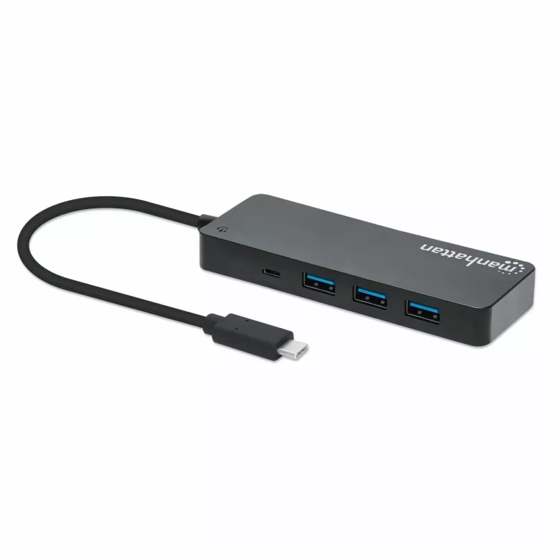 Manhattan USB-C Dock/Hub, 7 prievadai USB-A, 5 Gbps (USB 3.2 Gen1), juodas