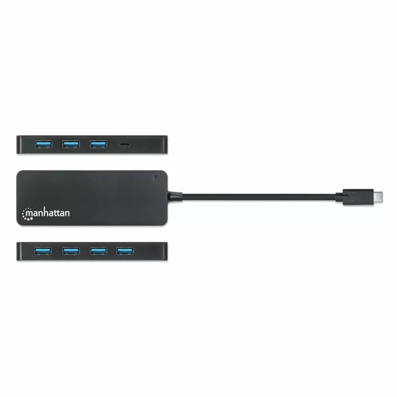 Manhattan USB-C Dock/Hub, 7 prievadai USB-A, 5 Gbps (USB 3.2 Gen1), juodas