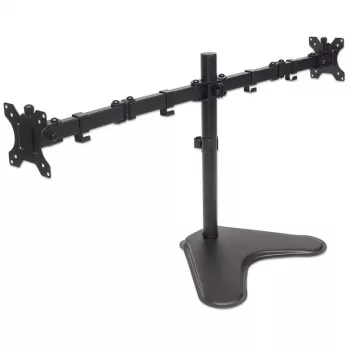 Manhattan Dual Desk Mount dvigubas monitorių stovas (Full Motion), laisvai pastatomas, ekranams 10-27 inch, VESA 75x75 ir 100x100mm, max 8kg (kiekvienam), juodas