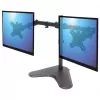Manhattan Dual Desk Mount dvigubas monitorių stovas (Full Motion), laisvai pastatomas, ekranams 10-27 inch, VESA 75x75 ir 100x100mm, max 8kg (kiekvienam), juodas