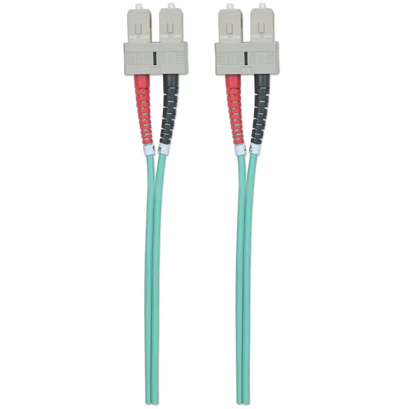 Intellinet Fiber Optic Patch Cable OM3 SC/SC 5m Aqua Duplex Multimode 50/125 µm LSZH