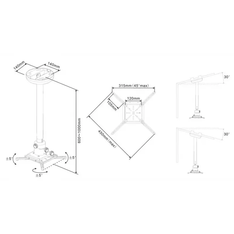 Multibrackets M Universal Projector lubinis laikiklis 600-1000 su Fine tune