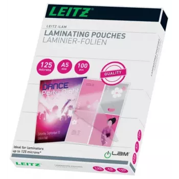 Leitz iLAM Premium blizgūs laminavimo maišeliai A5, 125 mikronai, pakuotė po 100 vnt.