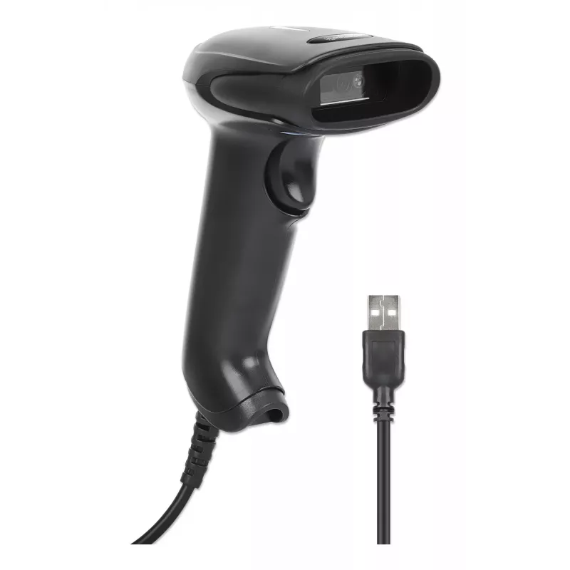 Manhattan Contact CCD rankinis brūkšninių kodų skaitytuvas, USB, 60 mm nuskaitymo plotis, kabelis 152 cm, maks. aplinkos šviesa 5000 liuksų (saulės šviesa), juodas, trejų metų garantija