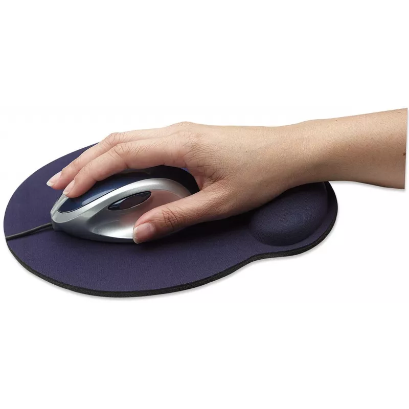 Manhattan Wrist Gel Support Pad ir pelės kilimėlis, mėlynas, 241 × 203 × 40 mm, neslystantis pagrindas, garantija visam laikui, kortelės mažmeninė pakuotė