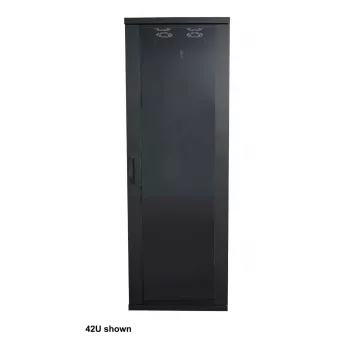 Intellinet 19 colių tinklo spinta - laisvai pastatoma (Basic), 32U, 600x800 mm (plotis x gylis), juoda, plokščia pakuotė, maks. 600 kg, vieno taško durų spyna, viena spyna šoniniam skydeliui, naudingas gylis 123–573 mm, stelažas, IP20, plienas