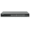 Intellinet 24 prievadų Gigabit Ethernet PoE+ žiniatinkliu valdomas jungiklis su 4 Gigabit Combo Base-T/SFP prievadais, IEEE 802.3at/af PoE+/PoE, 370 W, Endspan, 19 colių stelažinis