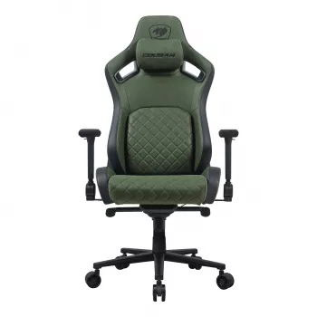 Universali žaidimų kėdė Cougar DEFENSOR S ARMY GREEN F – medžiaginis apmušalas, 150 kg, W 760 × D 690 mm, H 129,5–137 cm