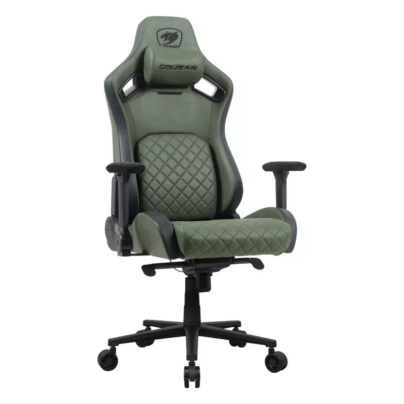 Universali žaidimų kėdė Cougar DEFENSOR S ARMY GREEN F – medžiaginis apmušalas, 150 kg, W 760 × D 690 mm, H 129,5–137 cm