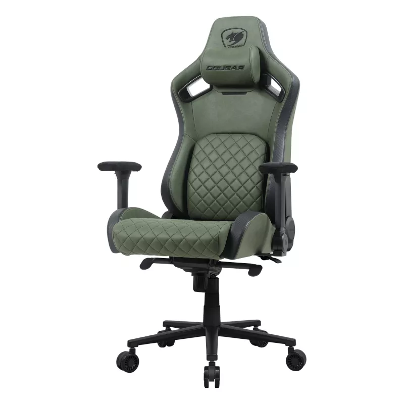 Universali žaidimų kėdė Cougar DEFENSOR S ARMY GREEN F – medžiaginis apmušalas, 150 kg, W 760 × D 690 mm, H 129,5–137 cm