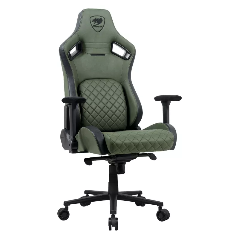 Universali žaidimų kėdė Cougar DEFENSOR S ARMY GREEN F – medžiaginis apmušalas, 150 kg, W 760 × D 690 mm, H 129,5–137 cm