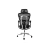Ergonominė biuro kėdė EQUIP 651053 su galvos atrama ir porankiais, tinklinis atlošas, paminkštinta sėdynė, reguliuojamas aukštis 117–135 cm, plotis 660 mm, juoda