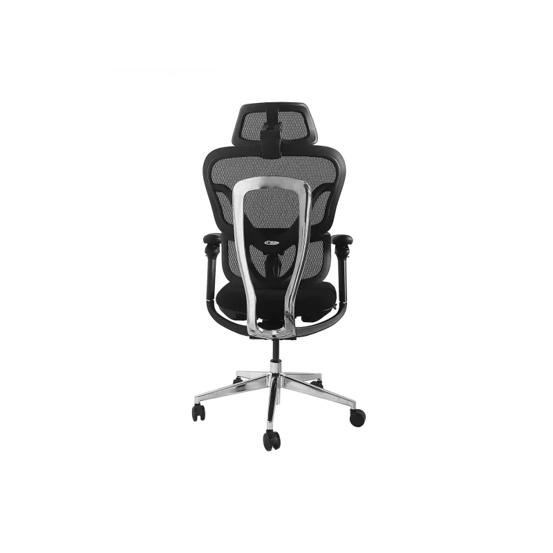 Ergonominė biuro kėdė EQUIP 651053 su galvos atrama ir porankiais, tinklinis atlošas, paminkštinta sėdynė, reguliuojamas aukštis 117–135 cm, plotis 660 mm, juoda