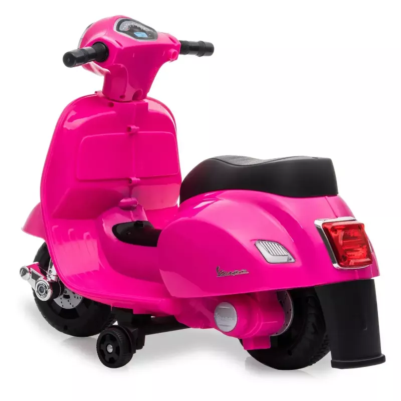 Elektrinis važinėjamas motoroleris Jamara Vespa Mini, 4 ratai, nuo 1,6 m., LED šviesos, juoda/rožinė