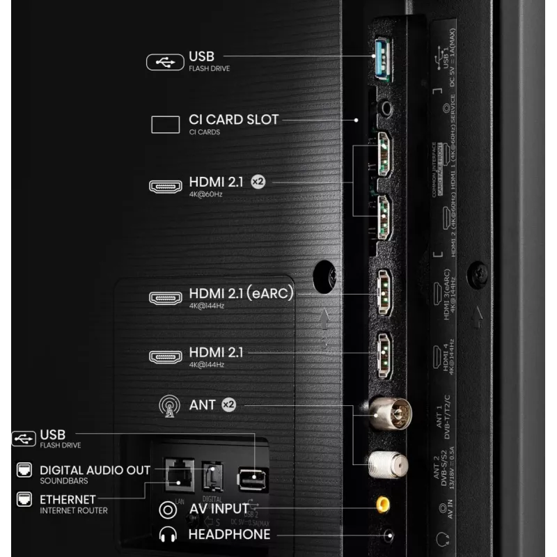 Hisense 100E77NQ PRO 254 cm (100 col.) 4K Ultra HD išmanusis televizorius QLED, Wi-Fi, juodas, 500 cd/m²