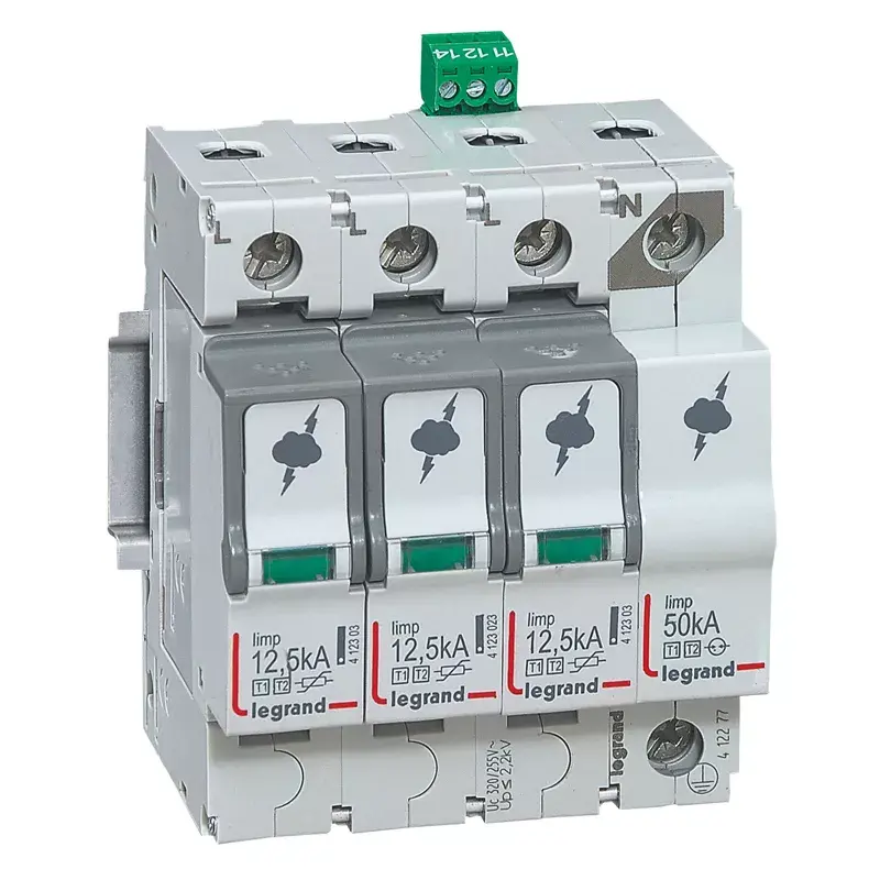 Legrand 412277 apsauginis įtaisas nuo viršįtampių T1+T2 3P+N 12,5kA