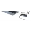 eSTUFF GLB232006 USB-C dokų stotelė 3×USB-C 3.2 Gen 1 aliuminis juoda