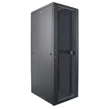 Intellinet 19 colių tinklo spinta – laisvai pastatoma, 32U, 600x600 mm (plotis x gylis), juoda, plokščios pakuotės, maks. 1500 kg, kelių taškų durų spyna, po vieną spyną kiekviename šoniniame skydelyje, naudingas gylis 123–373 mm, IP20, stovas, plienas