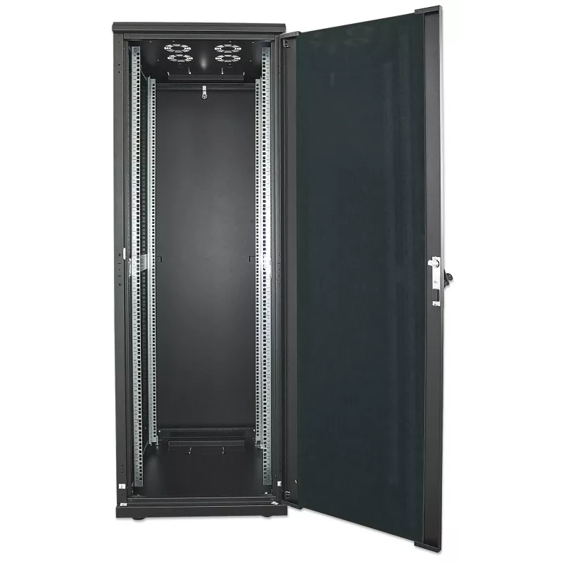 Intellinet 19 colių tinklo spinta – laisvai pastatoma, 32U, 600x600 mm (plotis x gylis), juoda, plokščios pakuotės, maks. 1500 kg, kelių taškų durų spyna, po vieną spyną kiekviename šoniniame skydelyje, naudingas gylis 123–373 mm, IP20, stovas, plienas
