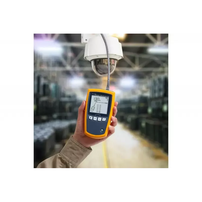PoE testeris Fluke MicroScanner PoE juoda mėlyna geltona RJ-45 RJ-11
