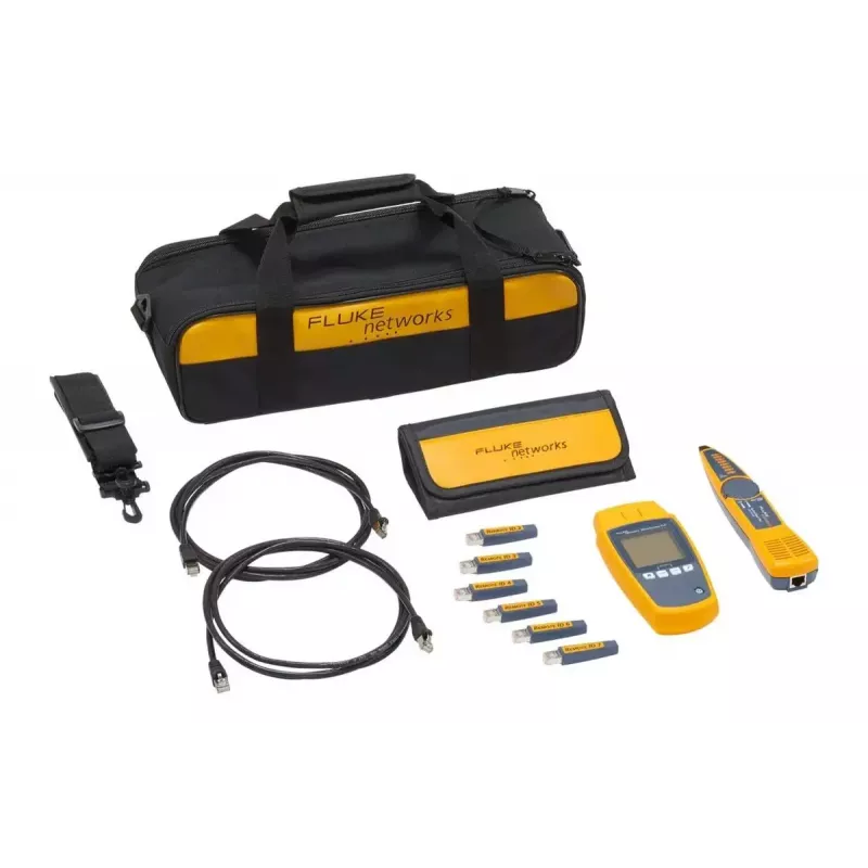 PoE testeris Fluke MicroScanner PoE juoda mėlyna geltona RJ-45 RJ-11